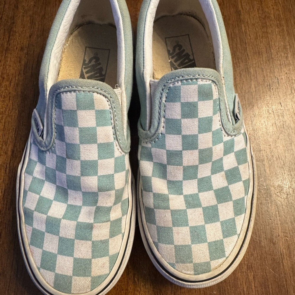 Vans Kids Slip-On Checkerboard Sneakers - Mint/White